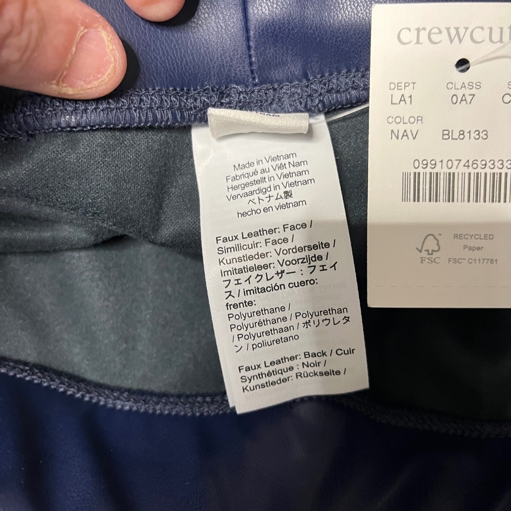 Crewcuts Kids Navy Blue Faux Leather Leggings Pants Size 12 NWT Vegan Chic Edgy - Picture 6 of 8
